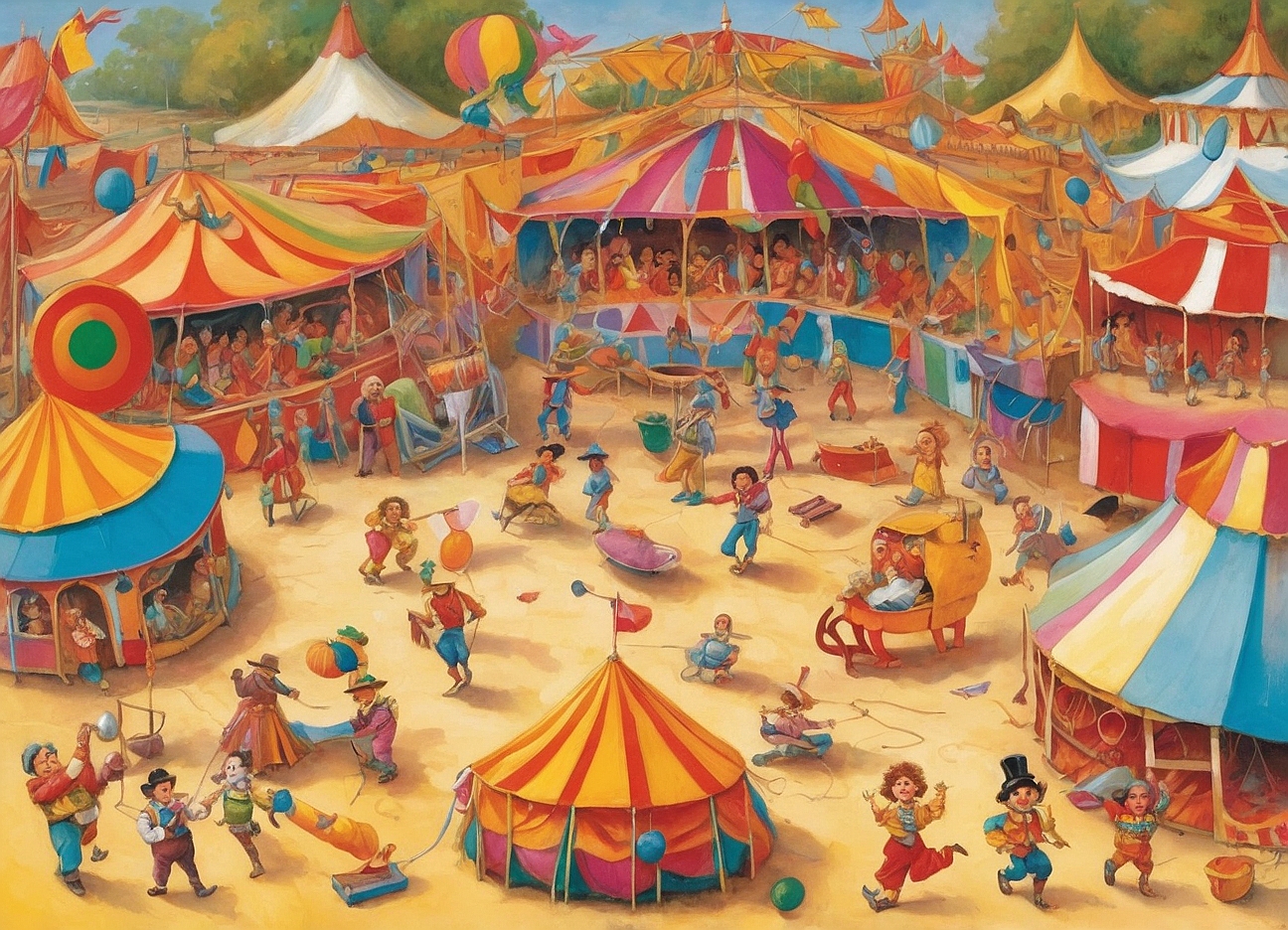 Juguetes y malabares coloridos